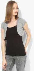 Latin Quarters Grey Milange Solid Shrug women