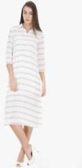 Idk White Striped Shift Dress women