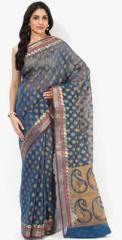 Bunkar Blue Embroidered Saree women