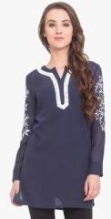 Ceylin Navy Blue Solid Tunic women