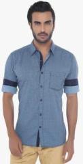 Greenfibre Blue Solid Slim Fit Casual Shirt men