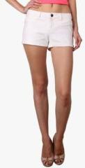 Maple White Solid Shorts women