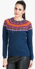 Rage Blue Printed Sweater women