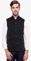 See Designs Black Solid Ethnic Jacket men