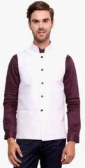 See Designs White Solid Ethnic Jacket men