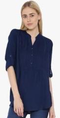 Vaak Navy Blue Solid Tunic women