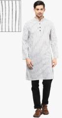 Vivid India White Striped Kurta men