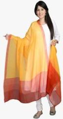 Fabindia Yellow Printed Cotton Silk Dupatta women