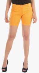 Fast N Fashion Mustard Yellow Solid Shorts women