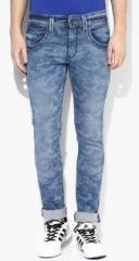 Levis Blue Washed Mid Rise Skinny Fit Jeans men