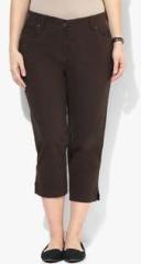 Mustard Brown Solid Capris women