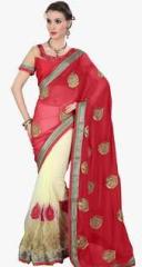 Occeanus Red Embellished Saree women