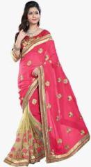 Occeanus Pink Embellished Saree women