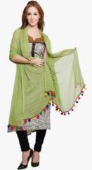 Uniscarf Green Solid Dupatta women