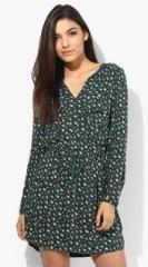 Mango Green Printed Shift Dress women