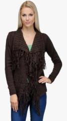 Curvy Q Brown Solid Shrug women