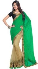 Fabdeal Cream Embellished Lehenga Saree women