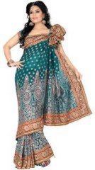 Ishin Embroidered Green Saree women