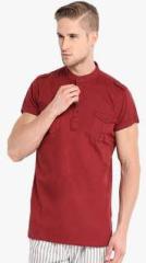 Ovanna Maroon Solid Regular Fit Kurta men