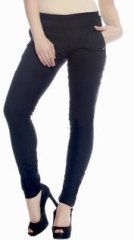 Sakhi Sang Black Rayon Spandex Solid Jegging women