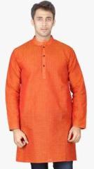 Veda Orange Solid Kurta men