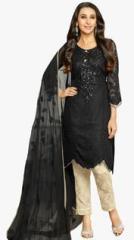 Vida Black Embroidered Dress Material women