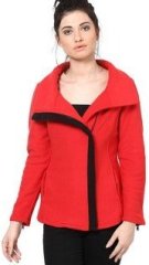 The Vanca Solid Red Jacket & Blazer women