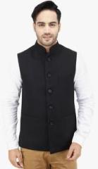 Bluethreads Black Solid Nehru Jacket men