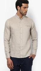 Celio Beige Linen Regular Fit Casual Shirt men