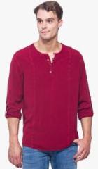 Identiti Maroon Solid Kurta men