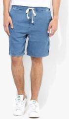 Incult Light Blue Solid Washed Shorts men