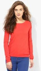 Mango Red Solid Sweatshirt women