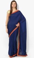 Vaishali Blue Solid Crepe Saree women