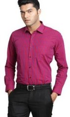 Genesis Striped Fuschia Slim Fit Formal Shirt men