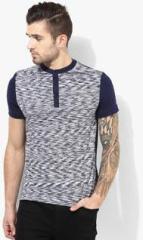 Incult Navy Blue Solid Henley T Shirt men