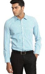 Genesis Checks Aqua Blue Slim Fit Formal Shirt men