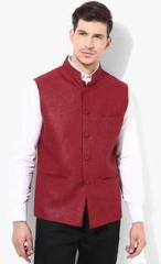 Earthy Hues Maroon Nehru Jacket men