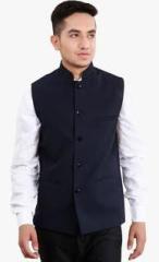 Fashion N Style Navy Blue Solid Regular Fit Waistcoat men