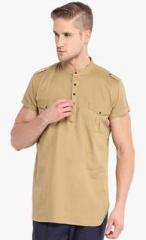 Ovanna Khaki Solid Regular Fit Kurta men