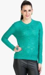 Rage Aqua Blue Solid Sweater women