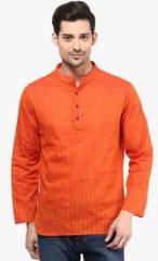 Vivid India Orange Solid Kurta men