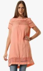 Wowww Peach Coloured Solid Tunic women