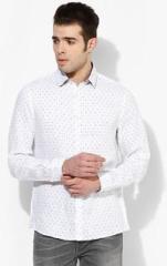 Celio White Printed Regular Fit Casual Shirt men