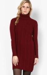 Mb Maroon Colored Solid Bodycon Dress women