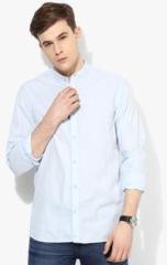 Celio Light Blue Striped Regular Fit Casual Shirt men