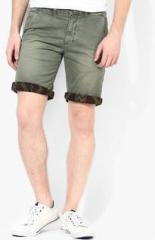 Incult Slim Chino Shorts In Green With Contrast Hem men