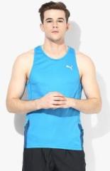 Puma Pe Running Aqua Blue Round Neck Vest men