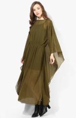 Alia Bhatt For Jabong Army Olive Green Kimono Sleeve Maxi Dress women