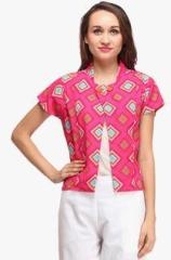 Pehraan Pink Printed Shrug women