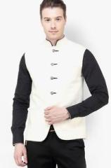 The Design Factory Solid Off White Nehru Jacket men